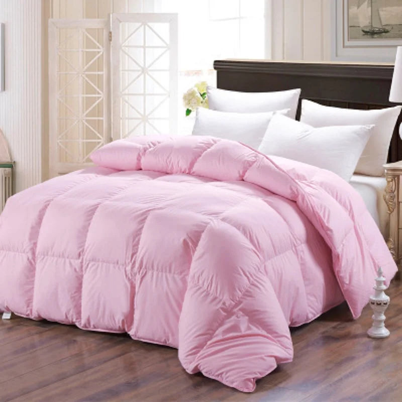 100% Goose Down Duvet Comforter Quilted Perfect Comfort Double Single Size Winter Thick Blanket Solid Color Bedclothes