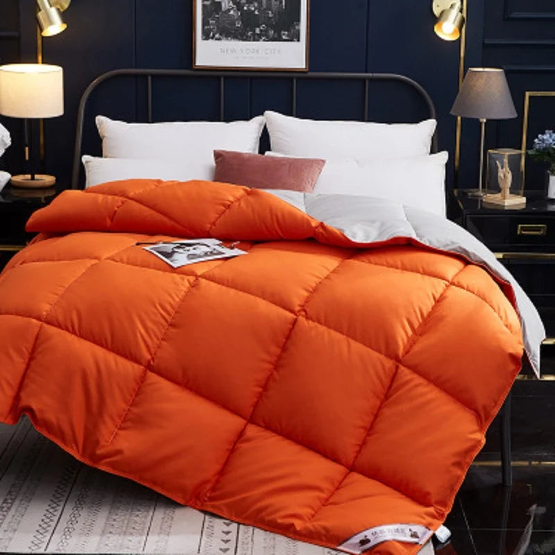 100% Goose Down Duvet Comforter Quilted Perfect Comfort Double Single Size Winter Thick Blanket Solid Color Bedclothes