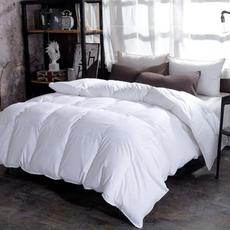 100% Goose Down Duvet Comforter Quilted Perfect Comfort Double Single Size Winter Thick Blanket Solid Color Bedclothes