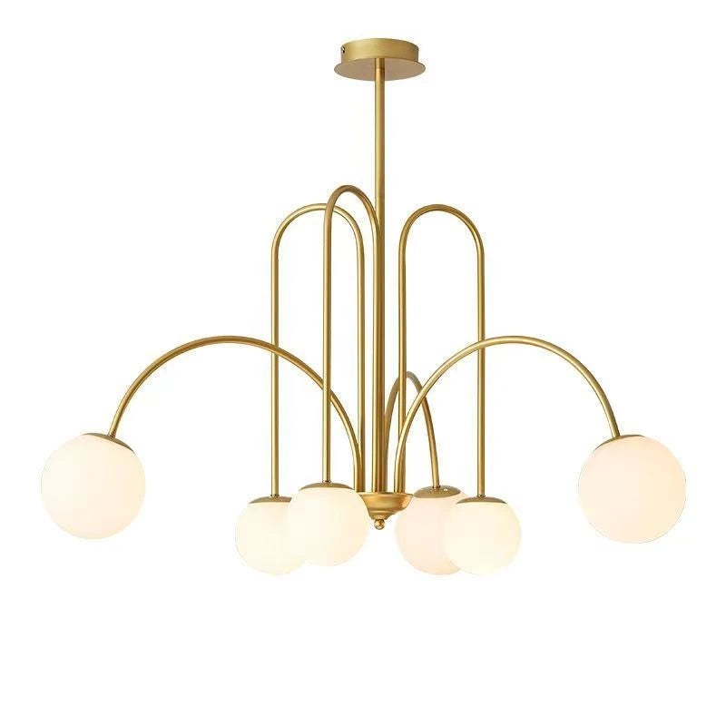 Nordic Iron Bending Glass Ball Living Room Light Simple Fashion Dining Room Chandelier Room Decoration Interior Lighting Lamps