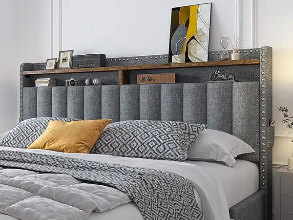 Queen Bed Frame with 3 Drawers Upholstered Bed Frame Size with Headboard,Size Frame, Frame with
