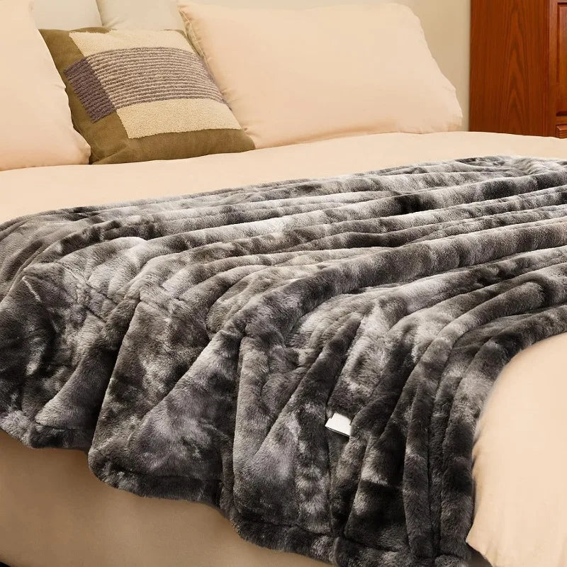 Heated Faux Rabbit Fur Blanket