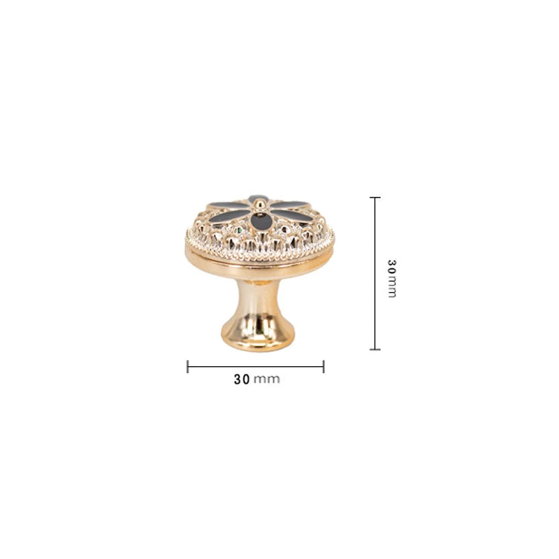 New European Single Hole Handle Gold Luxury Flower Pattern Furniture Cabinet Knobs For Home Wardrobe Door Handles Hardware - LUXHOME