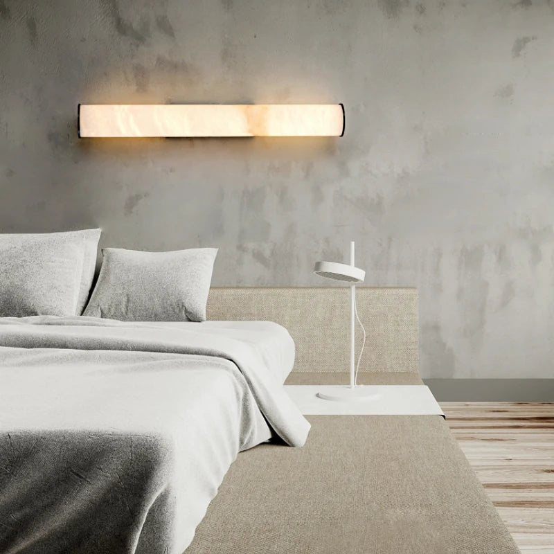 Spanish Natural Marble Wall Lamp High quality Copper LED Light Luxury Villa Living Room Background Wall Bedroom Bedside Lighting