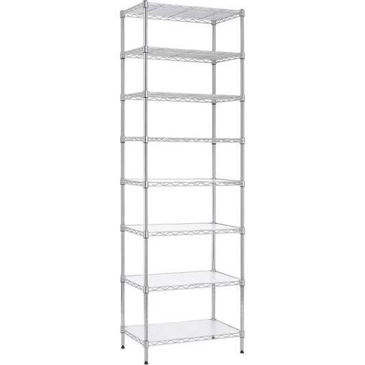 8-Tier Wire Shelving Unit Adjustable Steel Wire Rack Shelving 8 Shelves Steel Storage Rack or Two 4-Tier Shelving Units