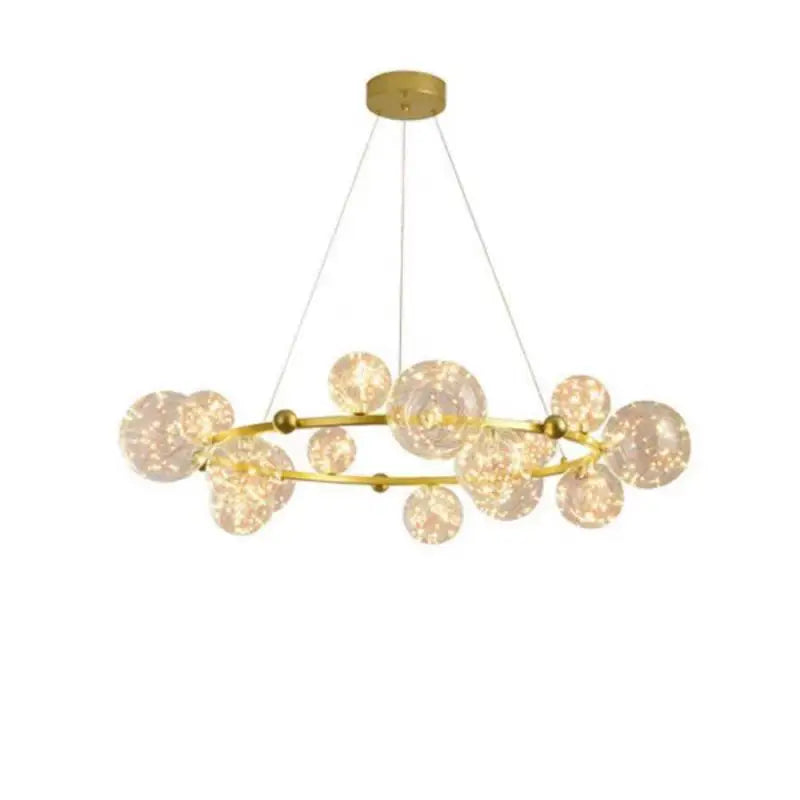 Nordic Ring Led Pendant Lamp Romantic Star Chandelier Round Long Glass Ball Hanging Light Dining Table Above Starry Sky Lights