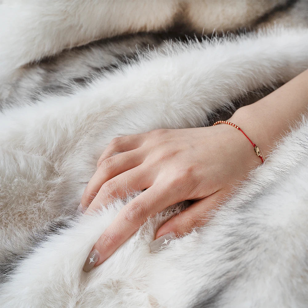 Faux Fur Blanket for Bed Luxury Decor White Blanke Super Soft Fuzzy Faux Fox Fur Blankets Winter Warm Throw Blanket for Sofa