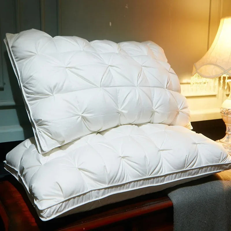 Lanlika Winter White 100% Goose Down Pillow Neck Pillow For Sleeping 100% Cotton Shell 3D Style Rectangle Queen King Bed Pillow