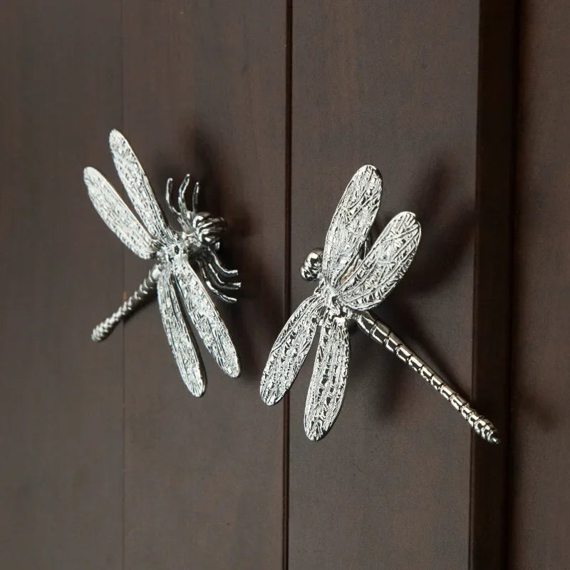 Nordic Gold Dragonfly Single Hole Brass Furniture Handle Luxurious Kitchen Drawer Handles Hardware Dresser Cabinet Pulls - LUXHOME