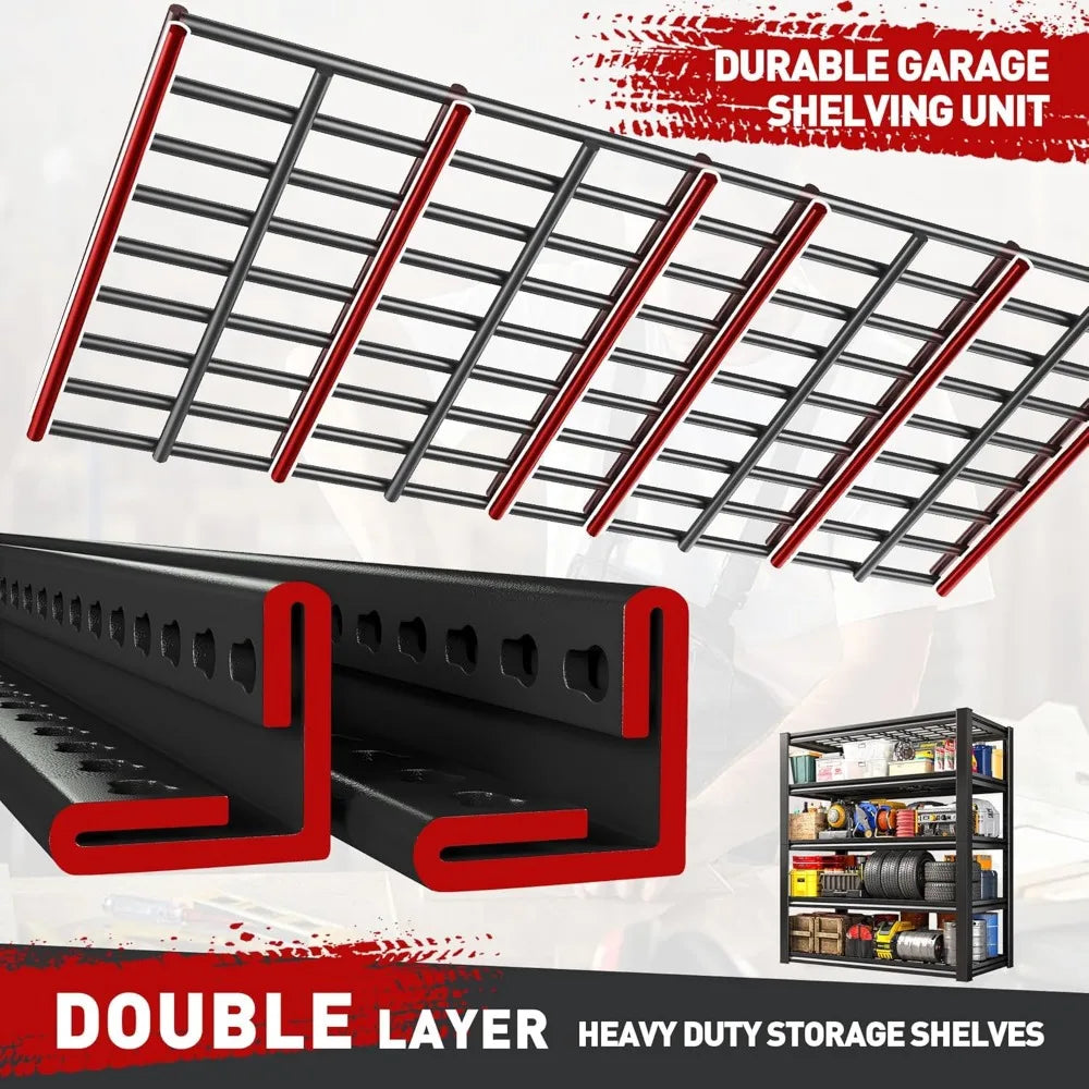 Garage Shelving 3000LBS Storage Shelves Heavy Duty Shelving Adjustable Industrial Metal Shelving Unit for Garage,Basement,Pantry