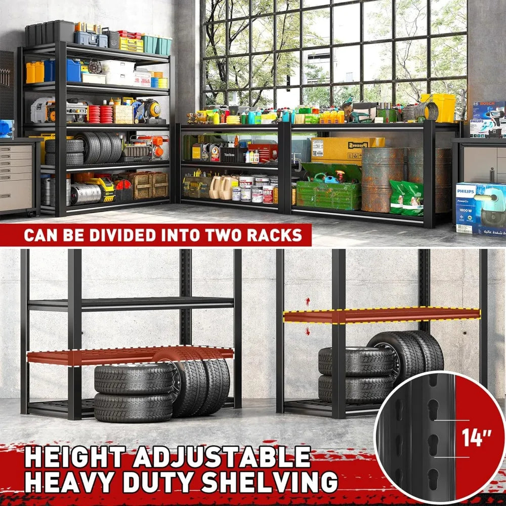 Garage Shelving 3000LBS Storage Shelves Heavy Duty Shelving Adjustable Industrial Metal Shelving Unit for Garage,Basement,Pantry
