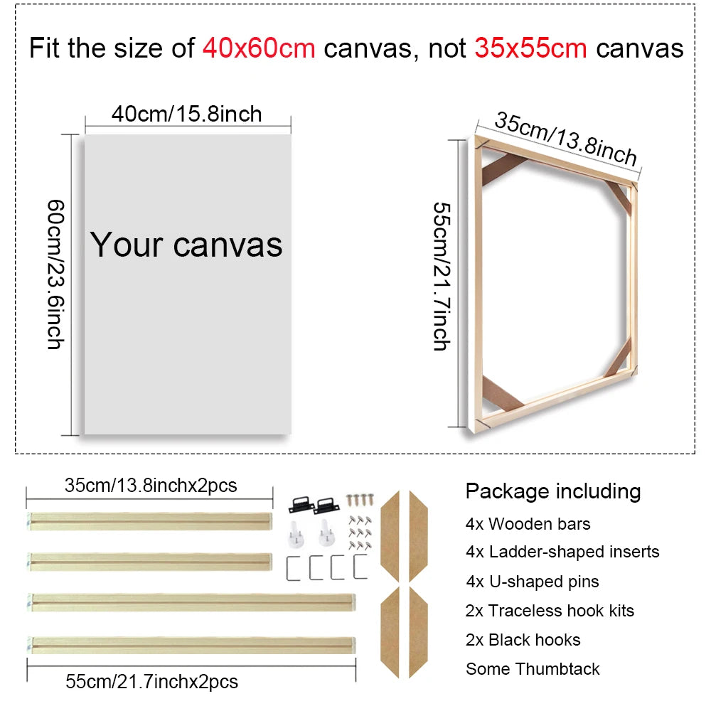 30x40 40x50 60x90cm Canvas Frame Wooden Frames Wooden Photo Oil Painting Canvas Diamond Painting Frames Canvas Wood Wall Frame