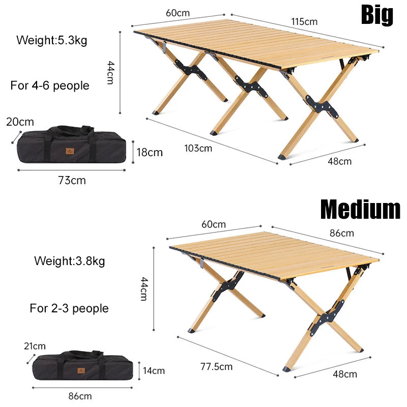 Naturehike Portable Folding Picnic Table Outdoor BBQ Camping Roll Table Aluminium Alloy Light Weight Table Outdoor Furniture