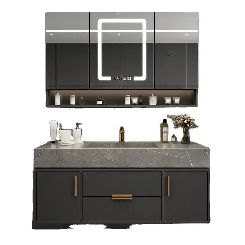 Light Luxury Rock Board Bathroom Cabinets Simple Modern Washbasin Smart Mirror Cabinet Bathroom Toilet Table Vanity Furniture - LUXHOME