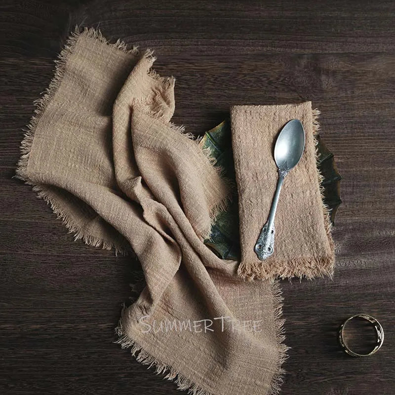 10pcs Large Napkins 41x41cm Rustic Cotton Gauze Napkin Muslin Tea Towel Dinner Retro Cheesecloth Wedding Party Linen Decor