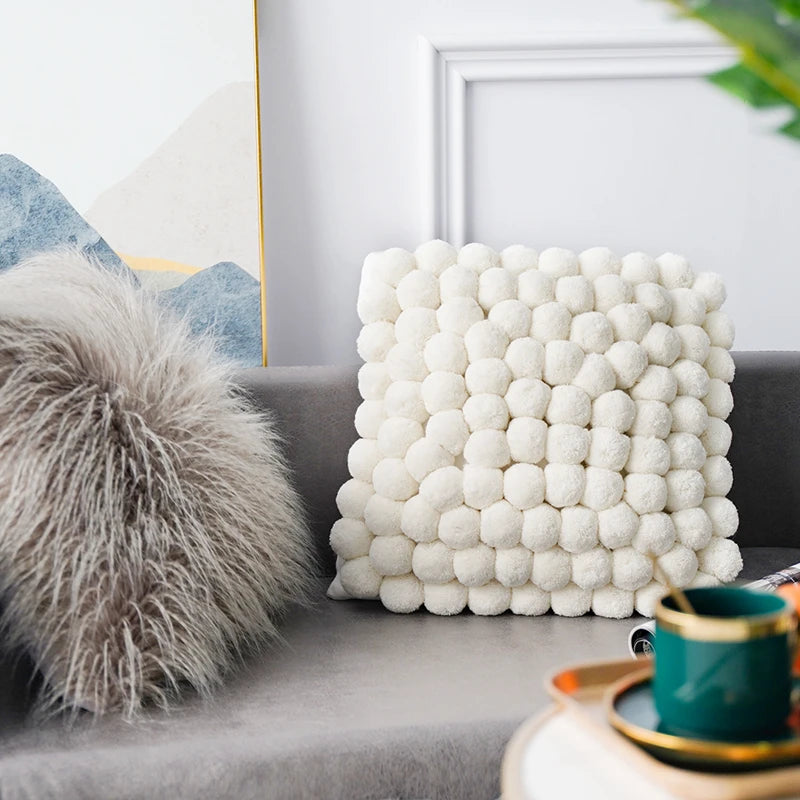 100 Handmade Ball Design Cushion Cover Home Decorations Plush Pillow Covers For Sofa Chair Nordic Luxury Decorative Pillowcase