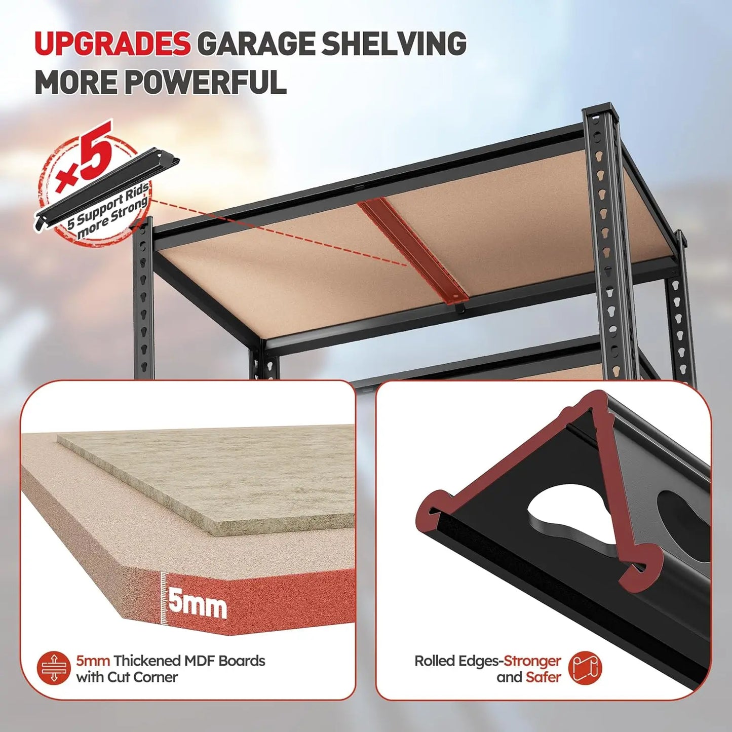 W x 72" H x 16" D Storage Shelves 72" H Garage Shelving Heavy Duty 2020LBS 5 Tier Adjustable Metal Shelving Unit f