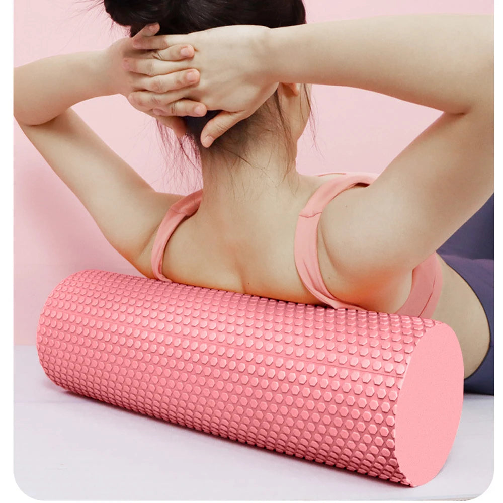 Yoga Roller Round Enhanced Home Workouts EVA Foam Cylinder Hexagonal Roller for Pilates Exercise Diameter 9.5cm Length 29.7cm