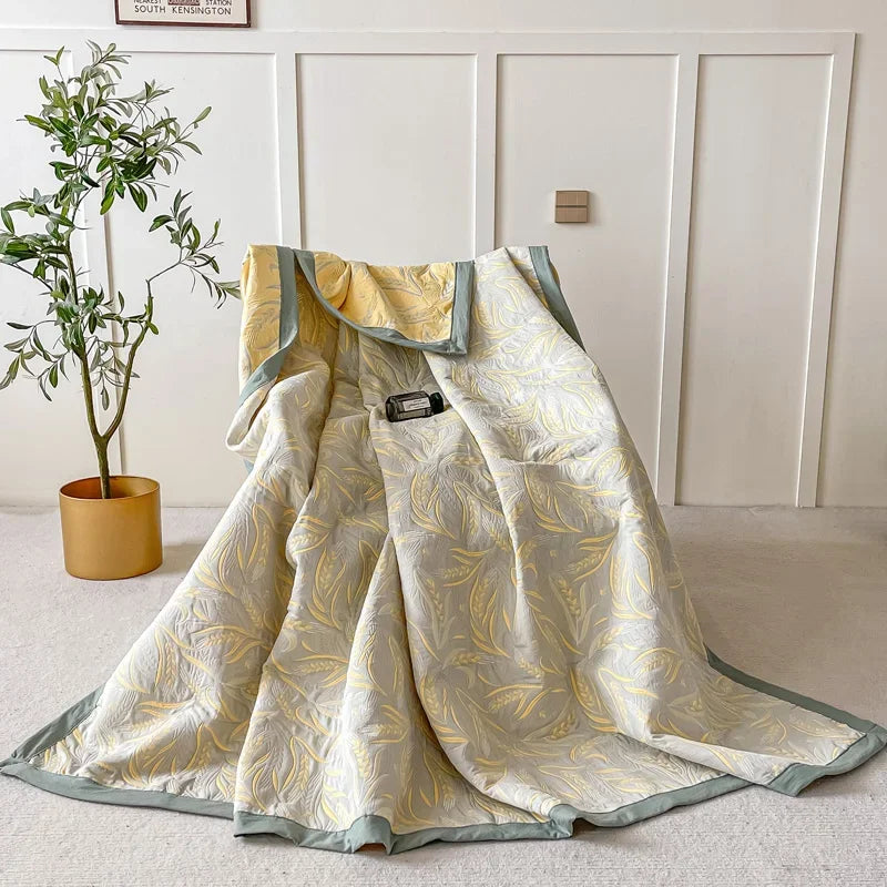 100% Cotton gauze blanket Queen King Size bed linen Jacquard bed plaid stitch Coverlet home bedding Bedspread on the bed Sheet