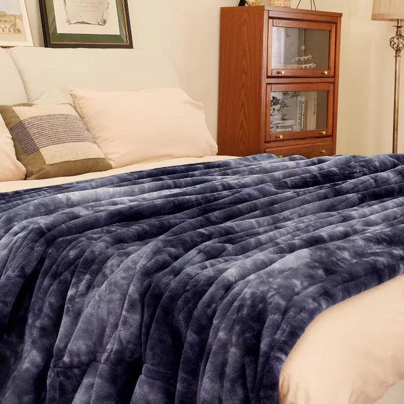 Heated Faux Rabbit Fur Blanket