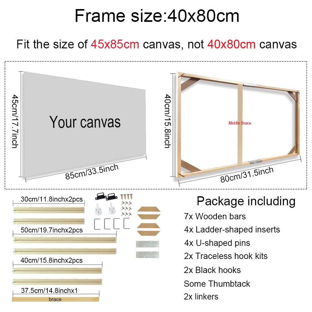 30x40 40x50 60x90cm Canvas Frame Wooden Frames Wooden Photo Oil Painting Canvas Diamond Painting Frames Canvas Wood Wall Frame