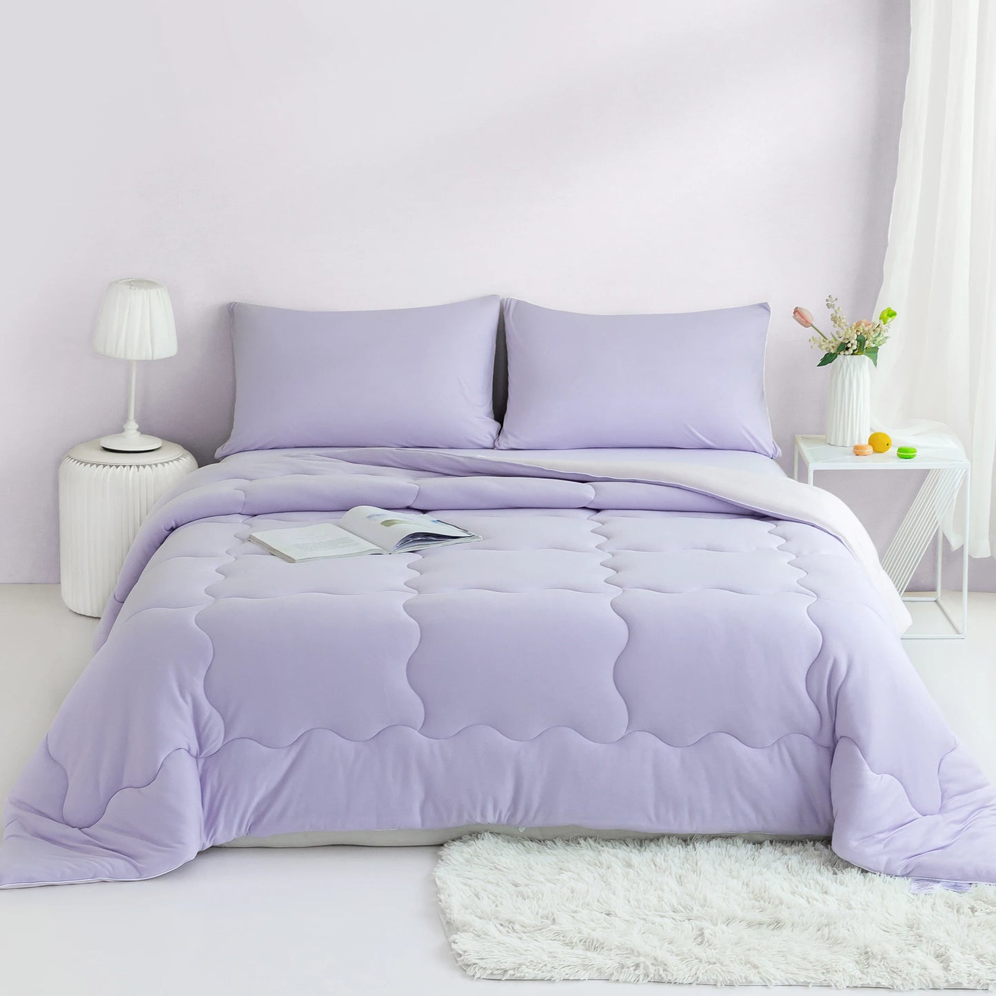 California King Siz Reversible Ultra-Soft Comforter Set, Cozy Breathable Bedding 1 Down Alternative with 2 Pillowcase
