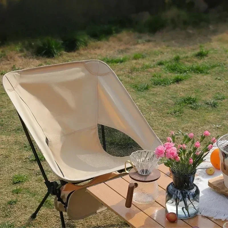 Outdoor Camping Chair Portable Folding Moon Beach Chair Leisure Travel BBQ Fishing Chairs Detachable Picnic Outdoor Furniture