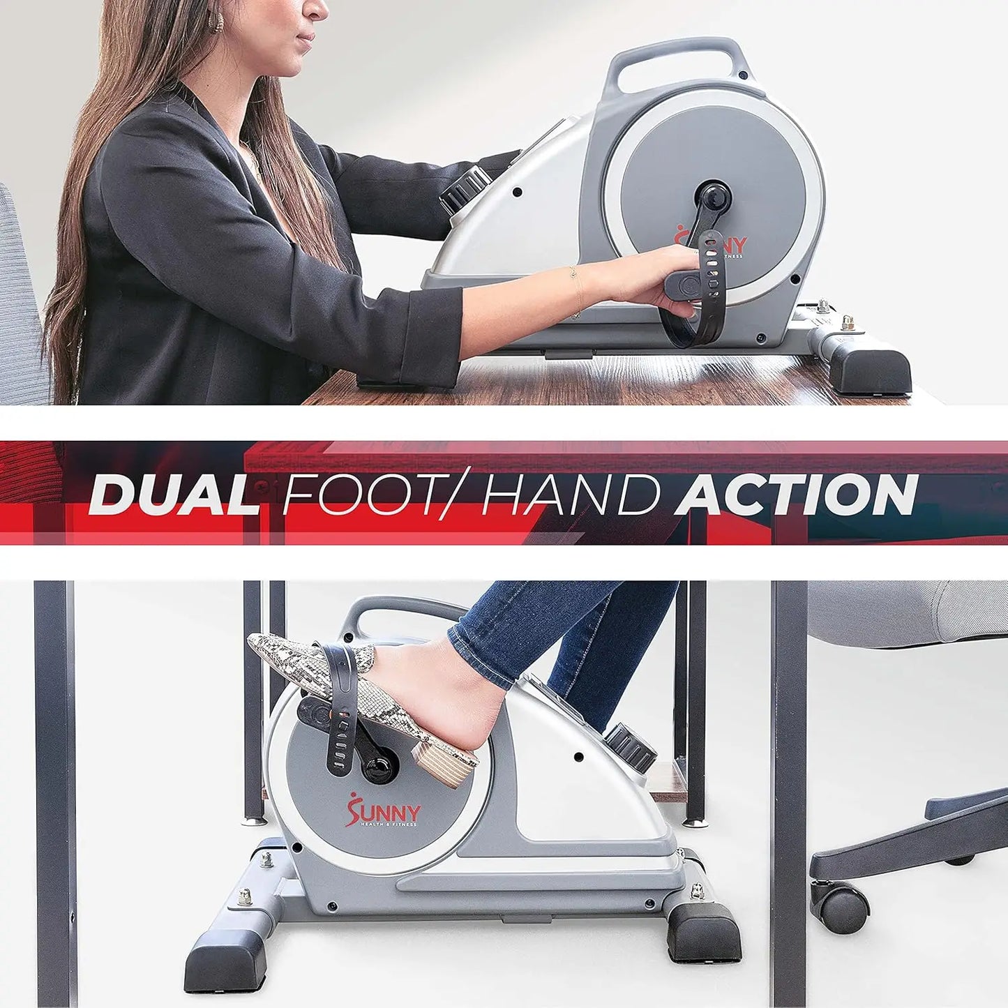 Health & Fitness Magnetic Under Desk Mini Exercise Cycle Bike, Dual Function Pedal Exerciser with Digital Monitor and Carr