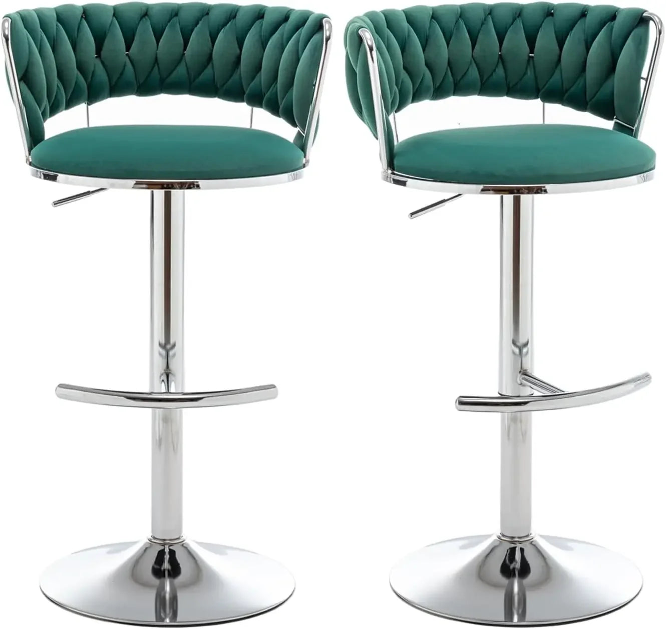 Gold Velvet Bar Stools Set of 4, Counter Height BarStools with Low Back, Swivel Bar Stool for Kitchen Island, Bar Pub (Beige)