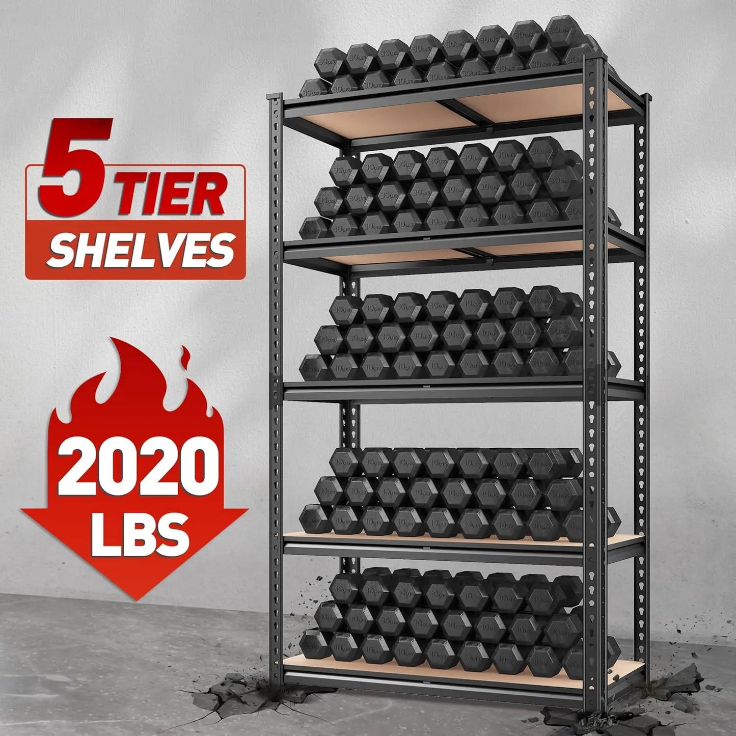W x 72" H x 16" D Storage Shelves 72" H Garage Shelving Heavy Duty 2020LBS 5 Tier Adjustable Metal Shelving Unit f