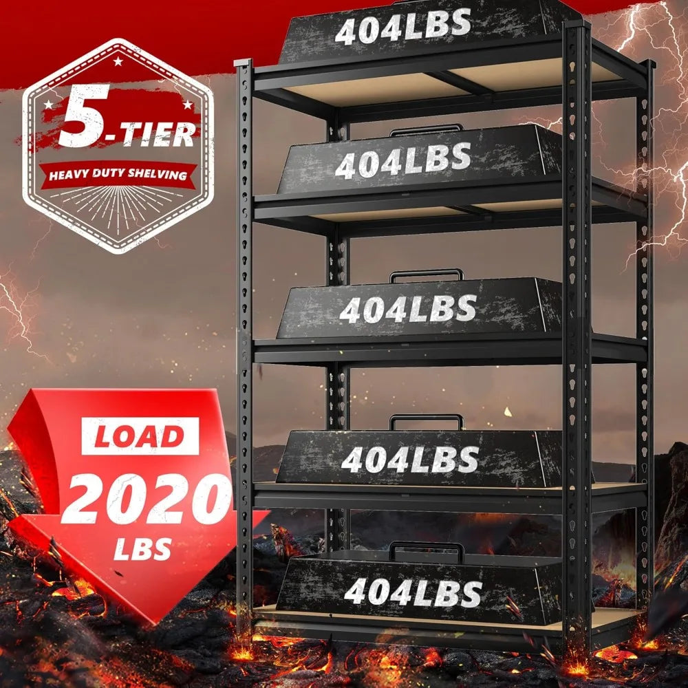 2020LBS Storage Shelves 5 Tier Garage Shelving Heavy Duty Adjustable Garage Shelves, Utility Rack Shelf, Shelving Units