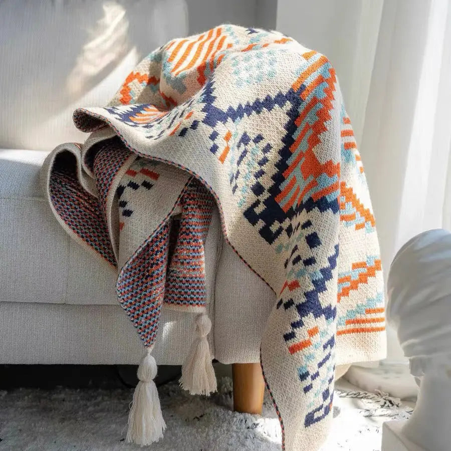 Pure Cotton Cable Knit Throw Blanket Super Soft Warm Knitted Throw Blanket Breathable Bed Blanket All Season Cotton Blanket