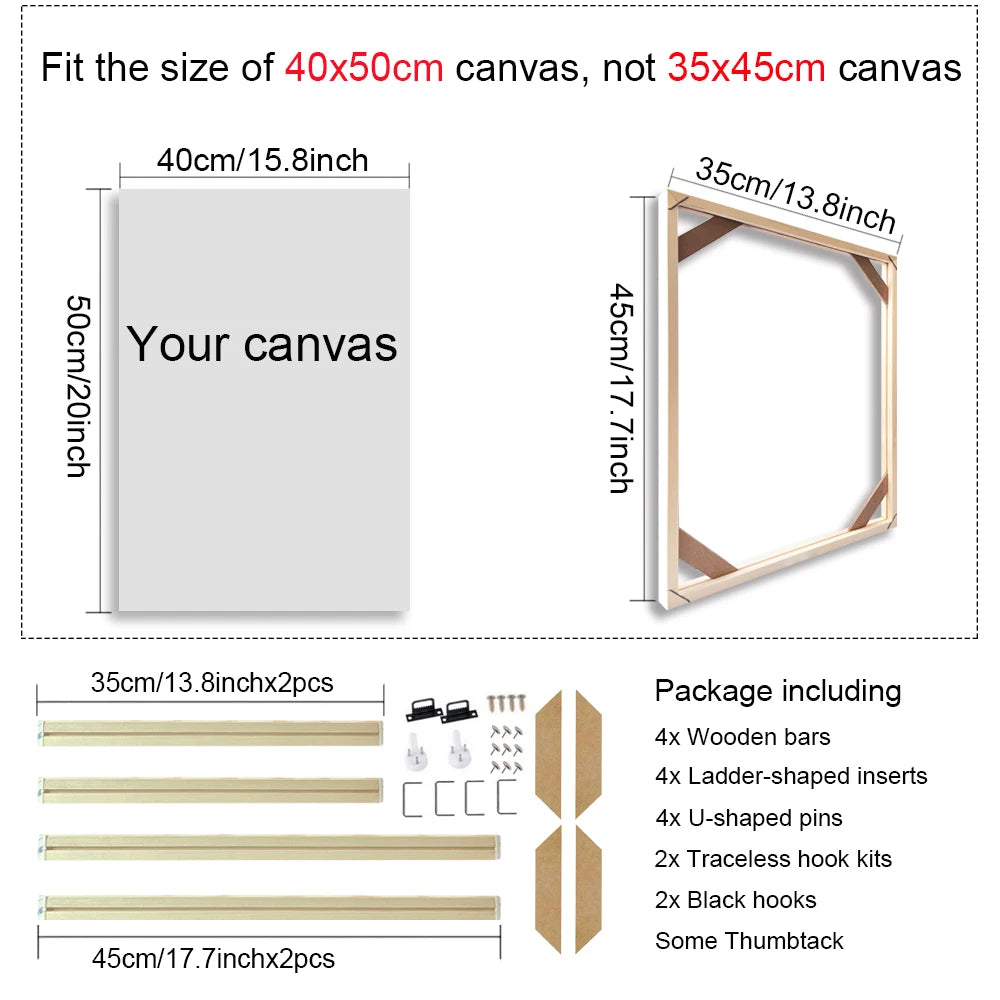 30x40 40x50 60x90cm Canvas Frame Wooden Frames Wooden Photo Oil Painting Canvas Diamond Painting Frames Canvas Wood Wall Frame