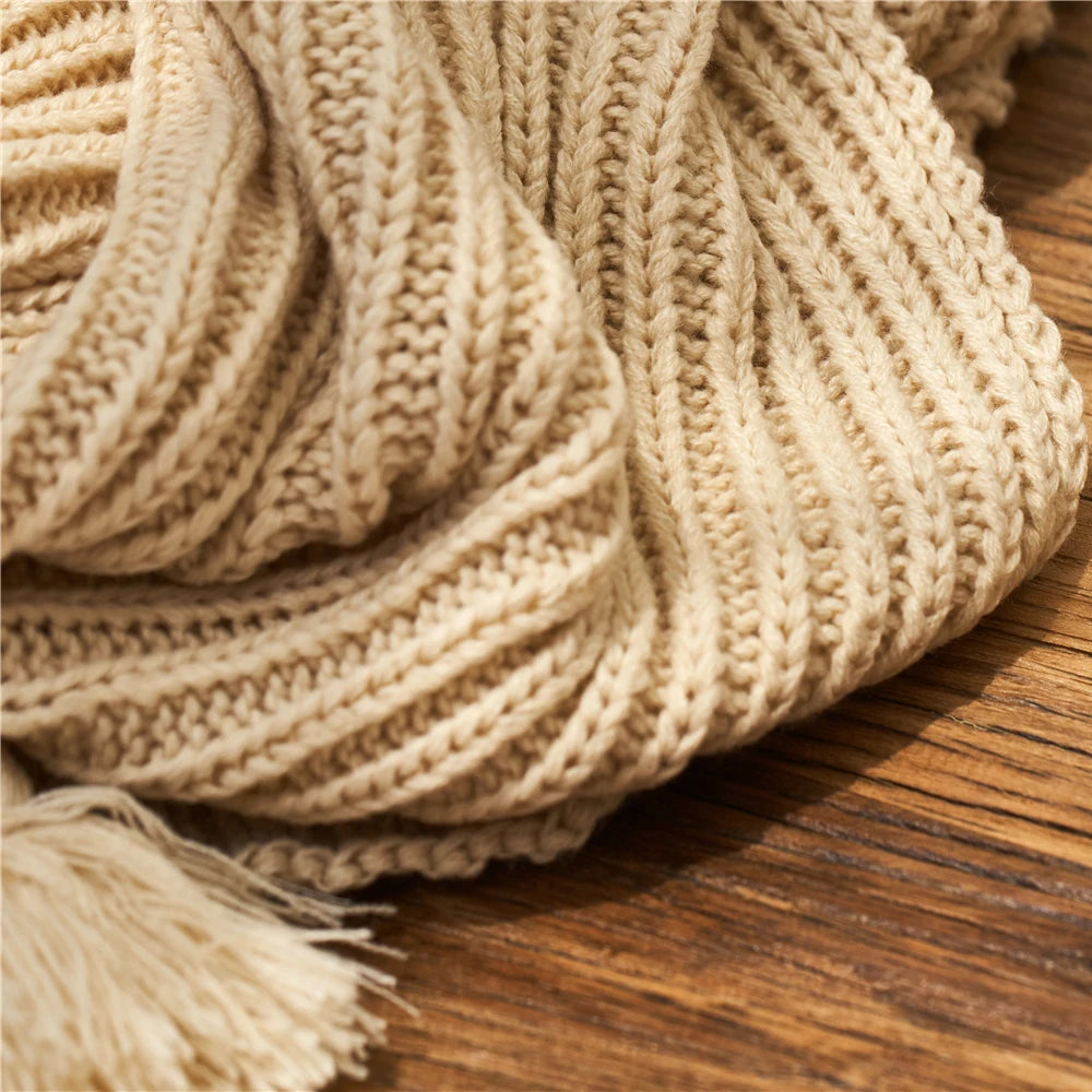 Nordic Tassel Cable Knit Blanket