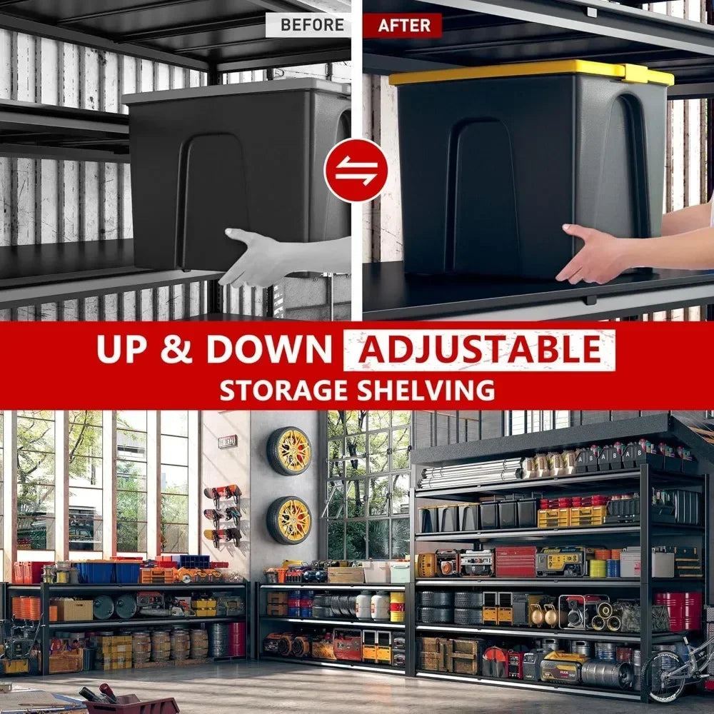60" W Garage Shelving 3000LBS Heavy Duty Storage Shelves, Adjustable Tier Metal Shelves for Storage Rack Industrial She