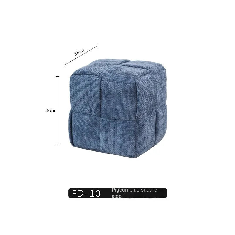 MOMO Chenille Mesh Red Woven Bench Short Stool Shoe Changing Stool Living Room Sofa Stool Household Small Stools