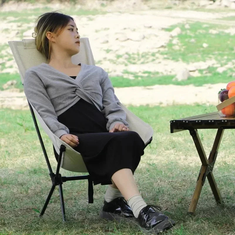 Outdoor Camping Chair Portable Folding Moon Beach Chair Leisure Travel BBQ Fishing Chairs Detachable Picnic Outdoor Furniture