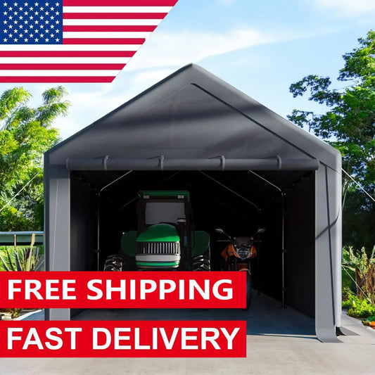 Carport 10x20 Ft Heavy Duty Canopy Steel Canopy Storage Shed,Portable Garage Party Tent,Portable Garage with Removable Sidewalls