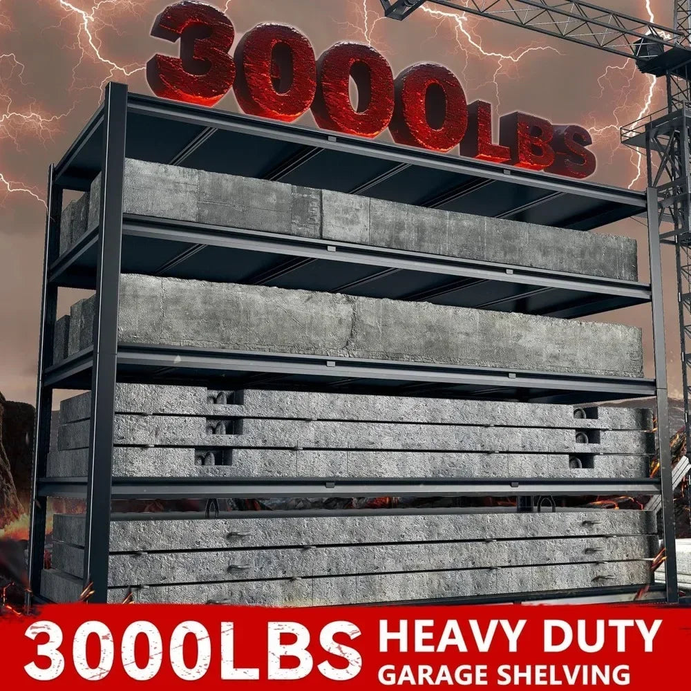 60" W Garage Shelving 3000LBS Heavy Duty Storage Shelves, Adjustable Tier Metal Shelves for Storage Rack Industrial She