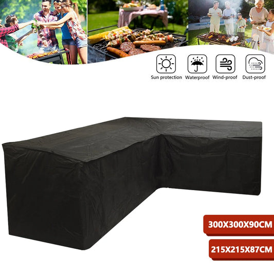 Black Outdoor Furniture Covers Waterproof Rain Snow Dust Wind-Proof Anti-UV Polyester Fiber Garden Lawn Patio Furniture Covers
