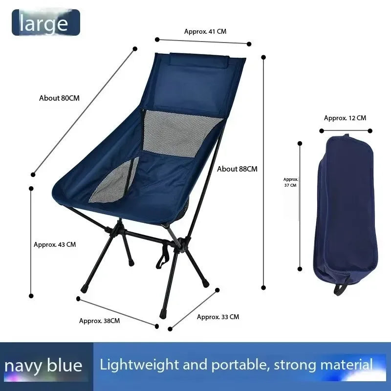 Outdoor Camping Chair Portable Folding Moon Beach Chair Leisure Travel BBQ Fishing Chairs Detachable Picnic Outdoor Furniture