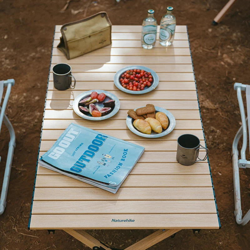 Naturehike Portable Folding Picnic Table Outdoor BBQ Camping Roll Table Aluminium Alloy Light Weight Table Outdoor Furniture