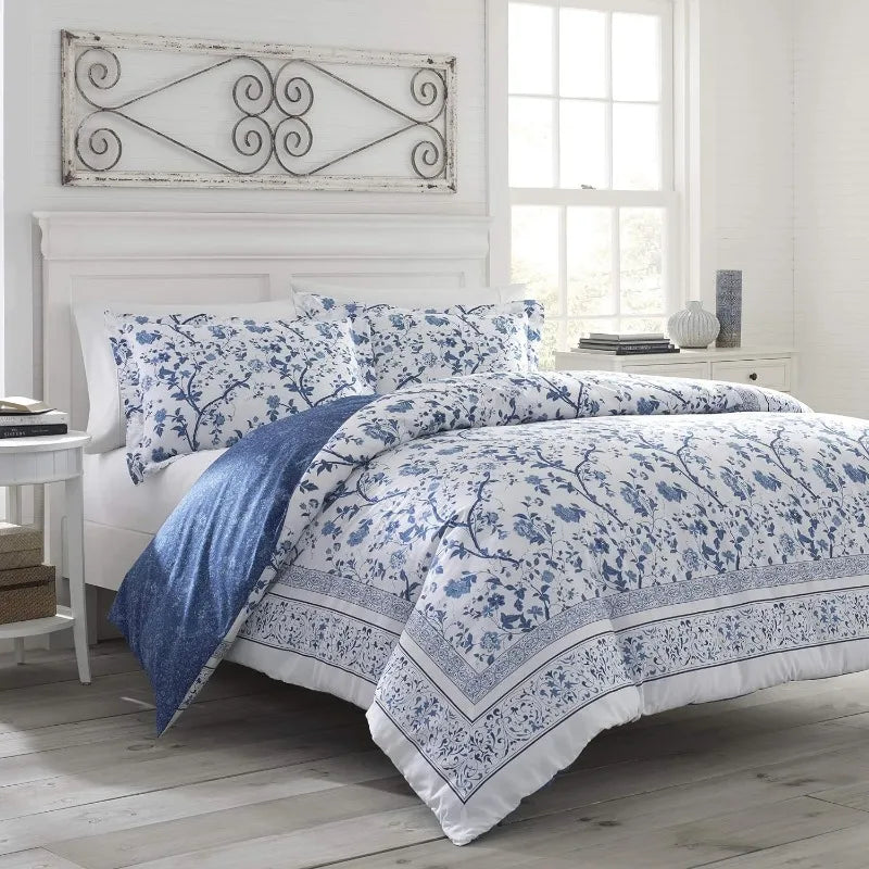 Duvet Cover Set, Reversible Cotton Bedding with Matching Shams, Home Decor for All Seasons