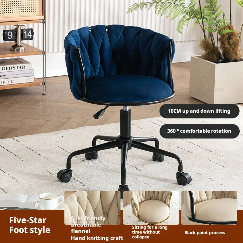 Modern Armchairs For Living Room High Grade Flannel Bar Stool Bedroom Makeup Chair Back Lift Swivel Nail Dressing Chair