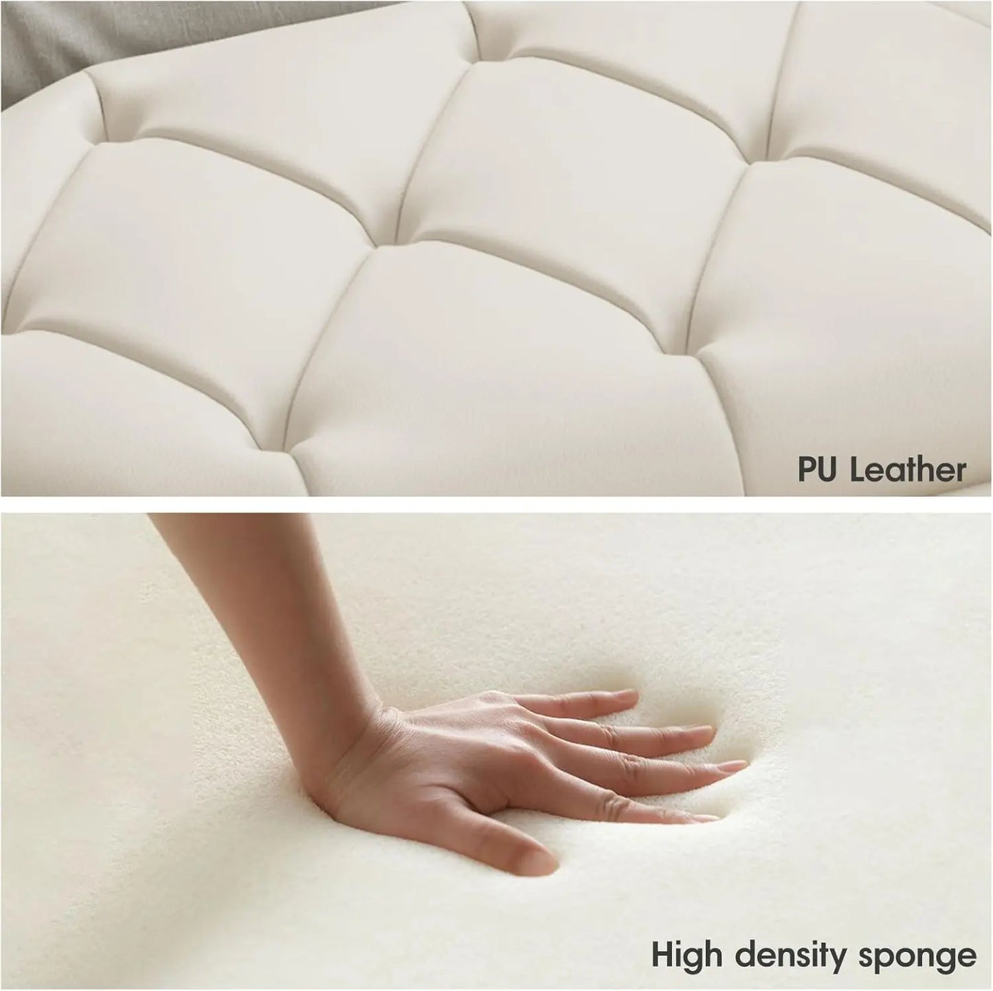 LUX 50''L Ottoman Storage Bench Upholstered Leather with Metal Legs