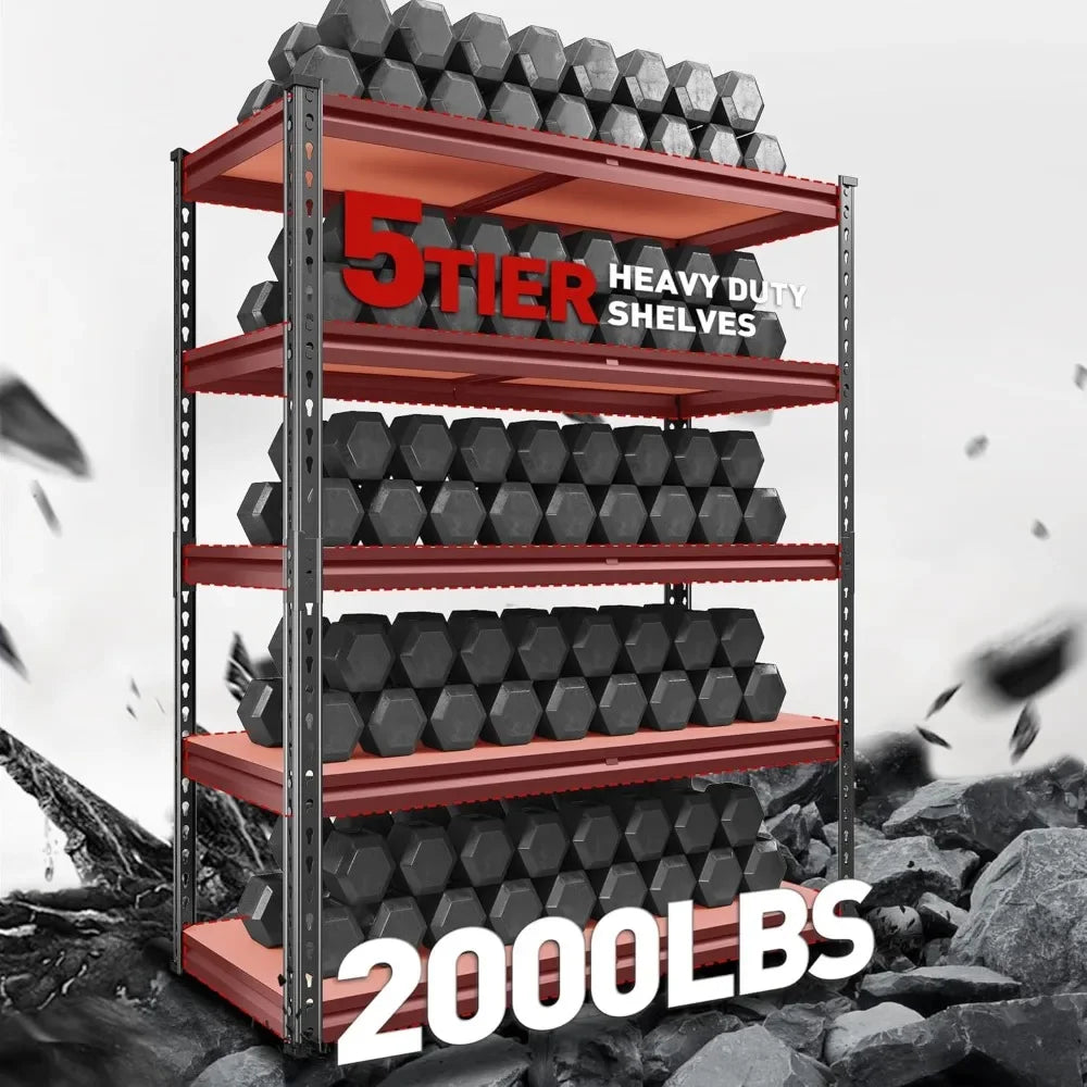 2000LBS Garage Shelving 72''H Storage Shelves Heavy Duty Shelving 5 Tier Metal Shelves for Garage Shelves 35.5"W x72"H x 15.8"D