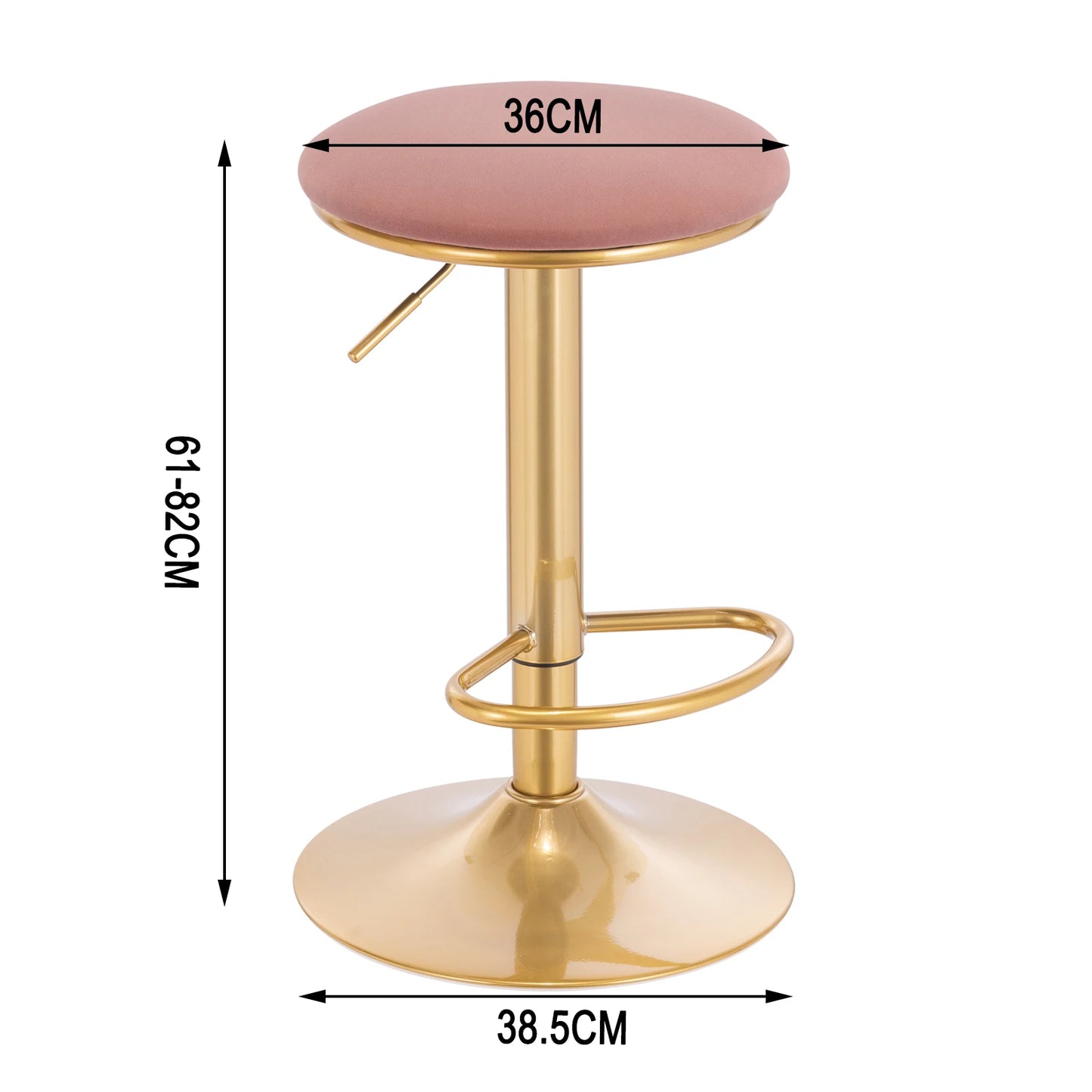 1PC Bar Stool with Footrest Ergonomic 360° Swivel Dining Stool Height-Adjustable Counter Stools for Bistro Kitchen Bar Cafe