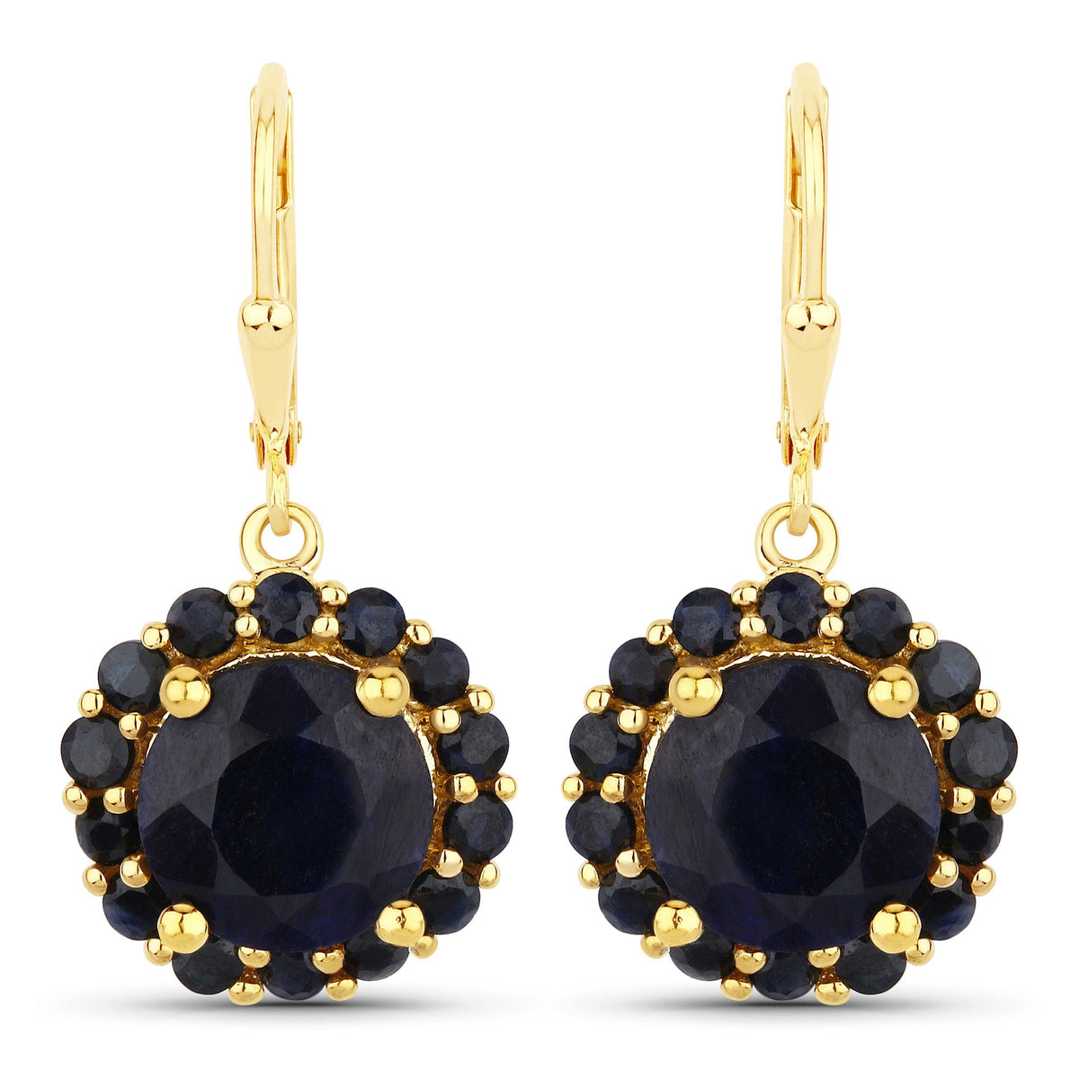 11.37 Carat Dyed Sapphire and Blue Sapphire .925 Sterling Silver Earrings