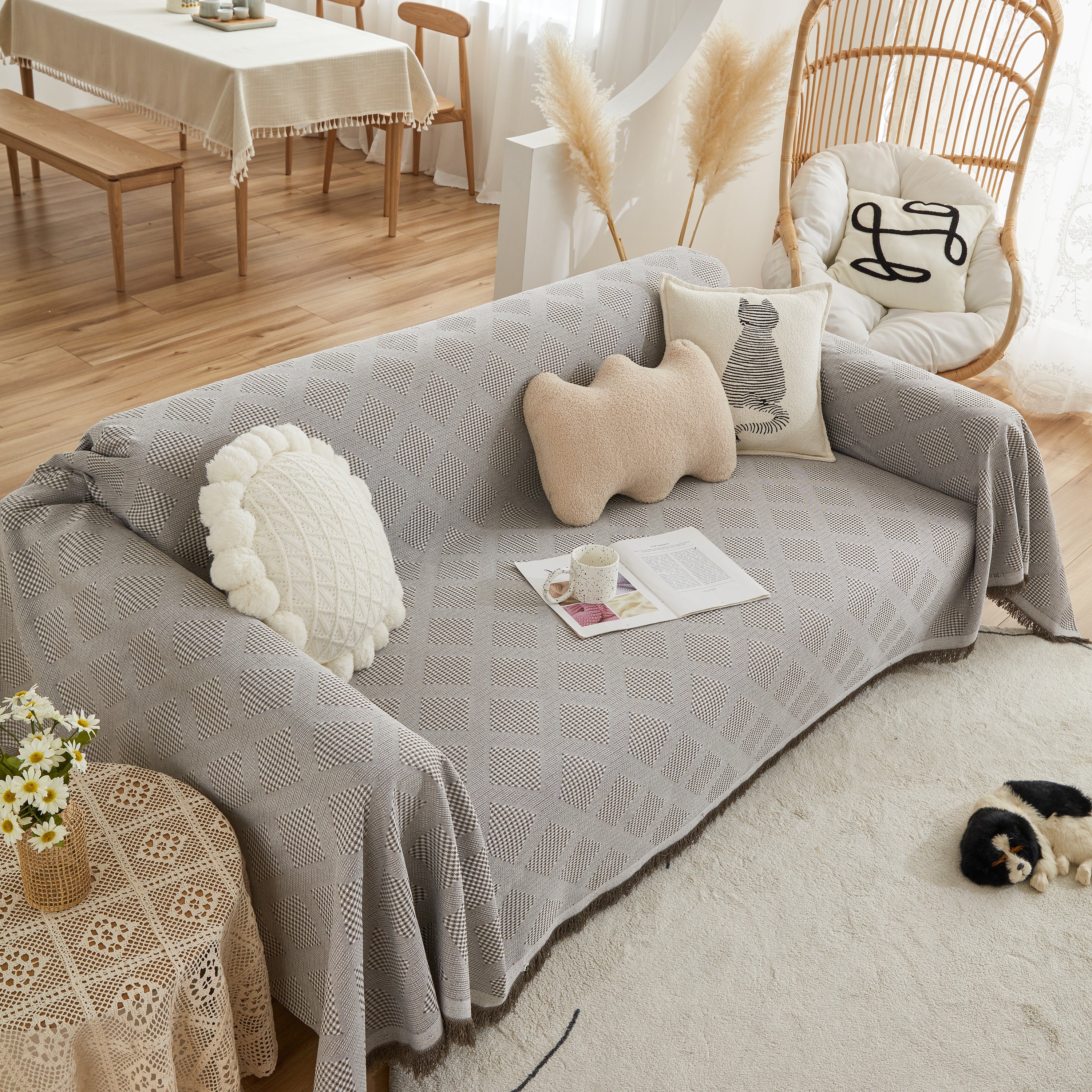 High-Quality Polyester Fabric Sofa Throw, Couch Cover Blanket Throw, Couch Protector for Pets