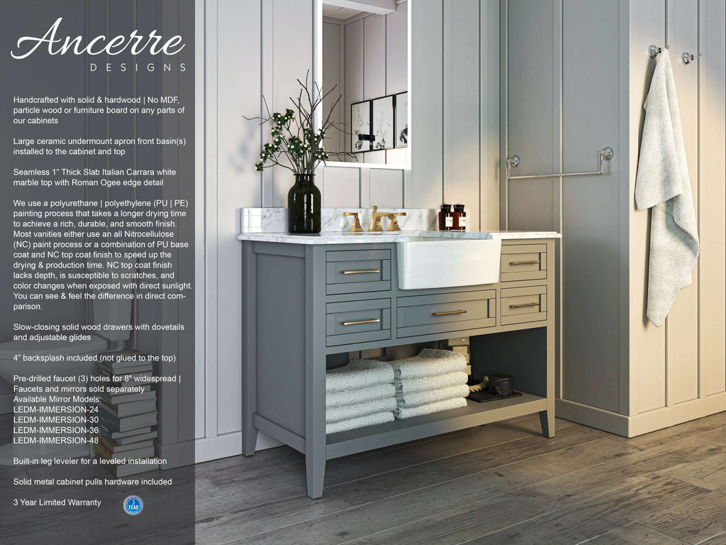 Hayley Bathroom Vanity with Sink and Carrara White Marble Top Cabinet Set